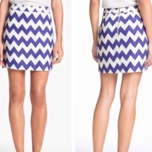 KATE SPADE ROYAL BLUE WHITE CHEVRON zig zag skirt